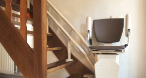 stairlift elevator on staircase for elderly or people with disability